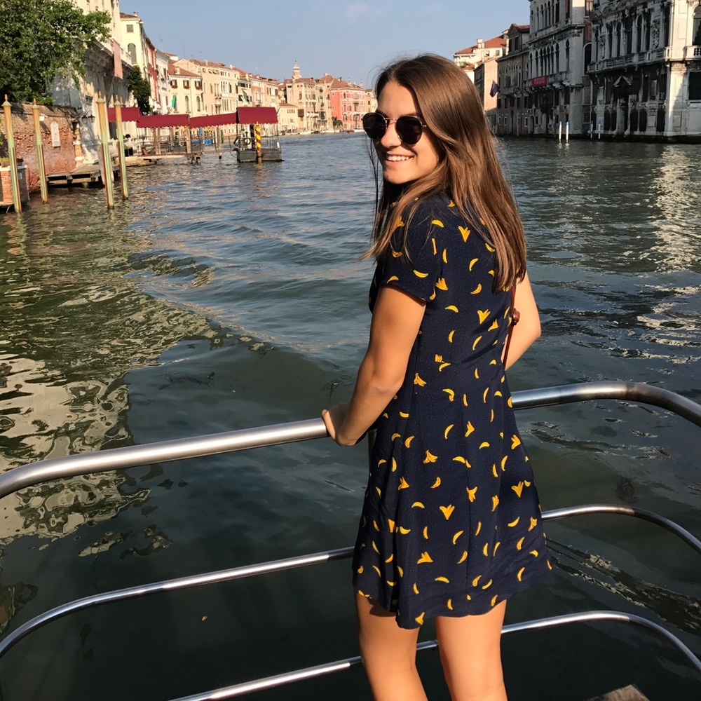 Navy Zara Mini Banana Dress